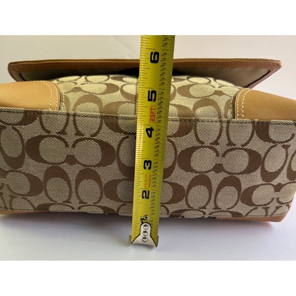 Coach F13066 Hamptons Turnlock Flap Brown Signature Leather Shoulder Bag Y2K - Picture 14 of 16